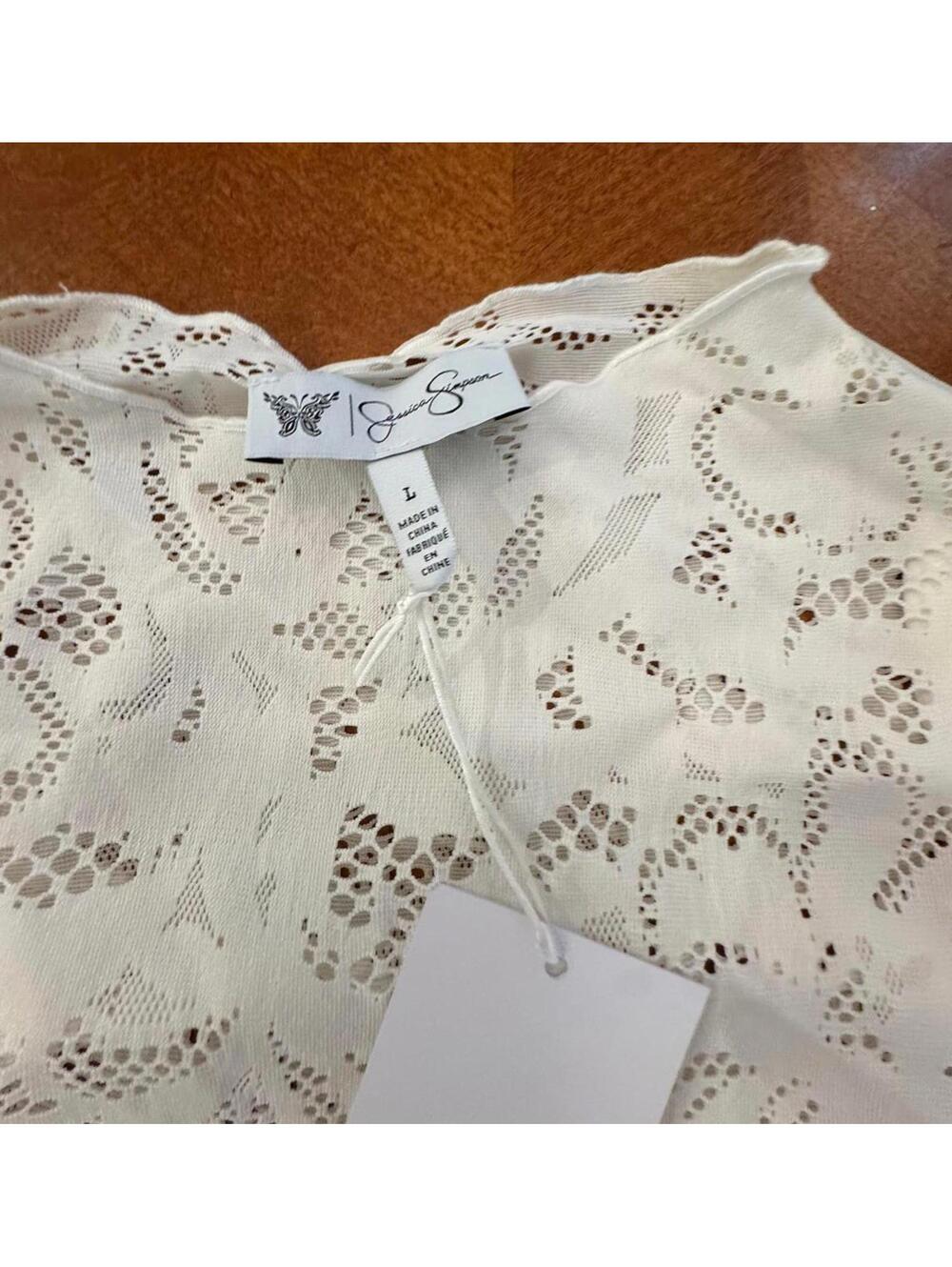 Jessica Simpson White Lace Long Sleeve Blouse Size Large 1-121 - Picture 3 of 6